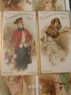 12 Chromo Galeries Rémoises Calendrier 1893 Reims Champagne Complet T B État