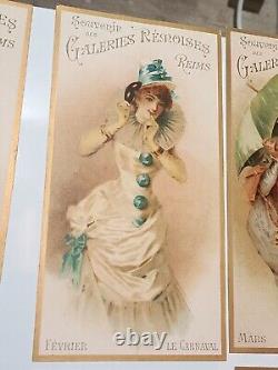 12 Chromo Galeries Rémoises Calendrier 1893 Reims Champagne Complet T B État