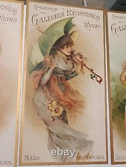12 Chromo Galeries Rémoises Calendrier 1893 Reims Champagne Complet T B État