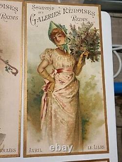 12 Chromo Galeries Rémoises Calendrier 1893 Reims Champagne Complet T B État