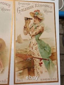 12 Chromo Galeries Rémoises Calendrier 1893 Reims Champagne Complet T B État