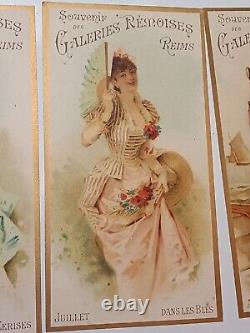 12 Chromo Galeries Rémoises Calendrier 1893 Reims Champagne Complet T B État