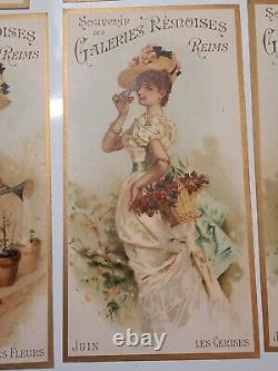 12 Chromo Galeries Rémoises Calendrier 1893 Reims Champagne Complet T B État