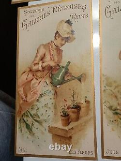 12 Chromo Galeries Rémoises Calendrier 1893 Reims Champagne Complet T B État