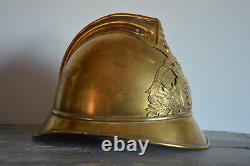 Ancien casque complet de sapeur pompier 1895 ville de Tournehem (Pas-de-Calais)