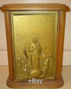 Ancien tabernacle/ porte bronze/ objet de devotion/ religion/ complet + clef
