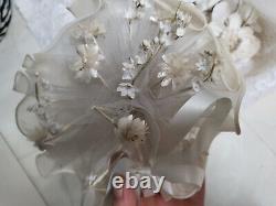 Ancienne robe de mariée à traîne taille 36 bouquet couronne voile complete