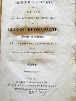 C1 NAPOLEON MEMOIRES de LUCIEN BONAPARTE EO 1818 Complet 2 Tomes RELIE Rare