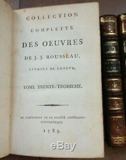 COLLECTION COMPLETE DES OEUVRES DE J-J ROUSSEAU 1783-1789 (31 Volumes)