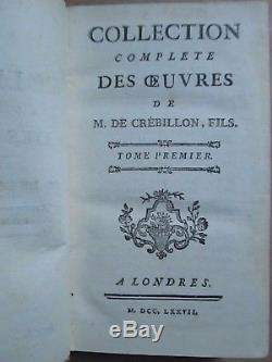 CREBILLON COLLECTION COMPLETE DES OEUVRES, 1777. 12 tomes en 6 volumes