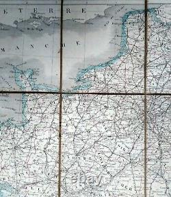 Carte itinéraire complète de France 1833 entoilée, pliable