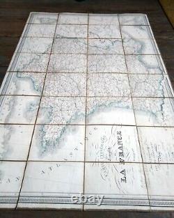 Carte itinéraire complète de France 1833 entoilée, pliable