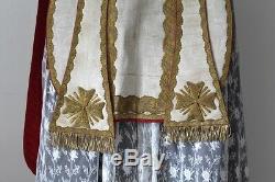 Chasuble Romaine de prêtre complète en soie blanche début du XIXe siècle