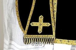 Chasuble Romaine de prêtre noire complète en velours de soie XIXe Siècle
