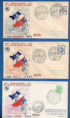 Collection Complete 24 Enveloppes Cinquantenaire Tour De France 1953 Rare