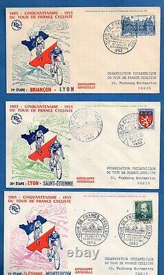 Collection Complete 24 Enveloppes Cinquantenaire Tour De France 1953 Rare