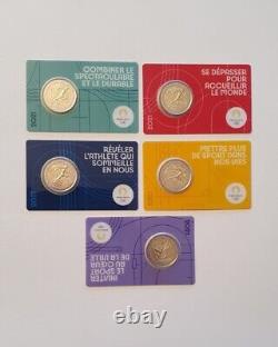 Collection complète des Monnaies de 2 des JO de Paris 2024 Millésime 2021