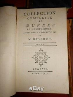 Collection complète des oeuvres philosophiques littéraires Diderot Londres 1773