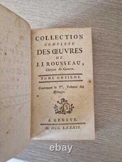 Collection complètes des oeuvres de J. J Rousseau 1781/1782 Genève en 30 volumes