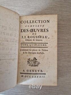 Collection complètes des oeuvres de J. J Rousseau 1781/1782 Genève en 30 volumes