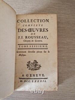 Collection complètes des oeuvres de J. J Rousseau 1781/1782 Genève en 30 volumes