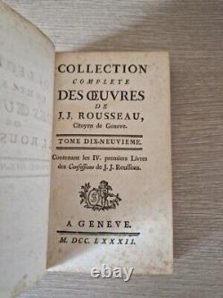 Collection complètes des oeuvres de J. J Rousseau 1781/1782 Genève en 30 volumes