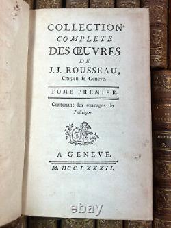 Collection des Oeuvres Complètes ROUSSEAU Jean-Jacques Edité par S. N, 1782