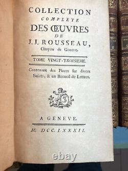 Collection des Oeuvres Complètes ROUSSEAU Jean-Jacques Edité par S. N, 1782
