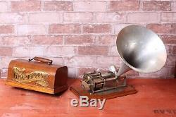 Columbia B Phonographe de 1900 pour 2 Minutes Walzen Rareté Complète Fonction