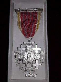Croix De Jerusalem Argent Massif Leon XIII Complete