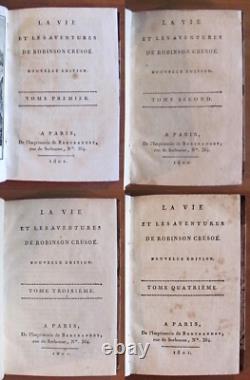 Defoe Vie Et Aventures De Robinson Crusoe 4 Vol. Complet Ed Bertrandet, 1801