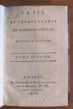 Defoe Vie Et Aventures De Robinson Crusoe 4 Vol. Complet Ed Bertrandet, 1801