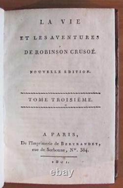 Defoe Vie Et Aventures De Robinson Crusoe 4 Vol. Complet Ed Bertrandet, 1801