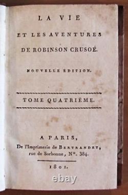 Defoe Vie Et Aventures De Robinson Crusoe 4 Vol. Complet Ed Bertrandet, 1801