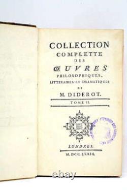 Diderot 4 tomes Collection complète des ouvres philosophiques Londres 1773