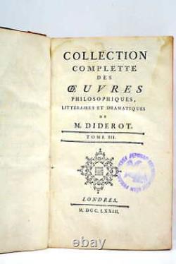 Diderot 4 tomes Collection complète des ouvres philosophiques Londres 1773