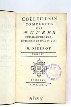 Diderot 4 tomes Collection complète des ouvres philosophiques Londres 1773