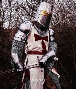 Ensemble complet de chevalier templier noir médiéval, armure de costume