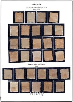 France Anjouan 1892-1912 Complet Country Collection De 30 Timbres Scott #1-30