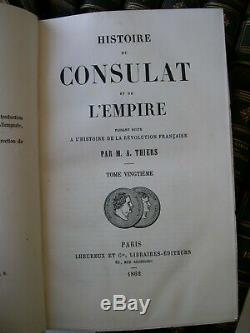 HISTOIRE DU CONSULAT ET DE L'EMPIRE par THIERS complet en 20 tomes 1845-1862