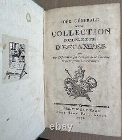 Idée Générale d'un Collection complette d' Estampes. Origine de la Gravure. 1771