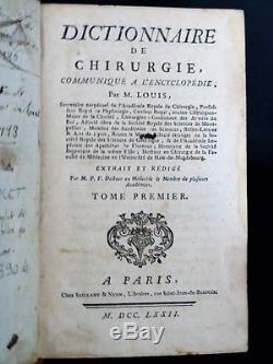 LOUIS Dictionnaire de Chirurgie RARE EDITION ORIGINALE 2T COMPLET MEDECINE 1772