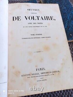 Les Ouvres Complètes de Voltaire 1838 12 Volumes en Reliure Cuir