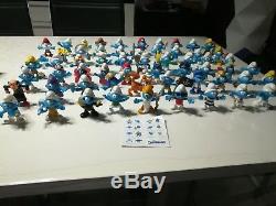 Lot de 60 figurines schtroumpfs collection complete mc do+ 2 affiches+tee shirt