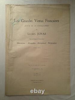 Lucien Jonas Les grandes vertus Françaises album complet de 24 lithographies ww1