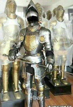 Médiévale Knight Suit De Armor Corne Casque Armure Complet Body Halloween Cadeau