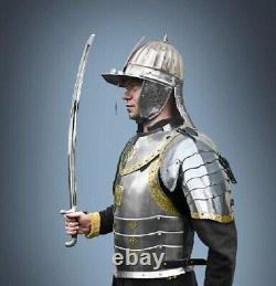 Médiévale Warrior Knight Hussars Complet Suit De Armor Buste Casque Brassards