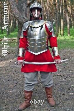 Médiévale Warrior Knight Hussars Complet Suit De Armor Buste Casque Brassards