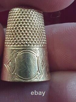 NECESSAIRE DE COUTURE ANCIEN EN OR 18 CARATS FIN XIXeS COMPLET 5 ELEMENTS SEWING