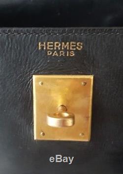 RARE! De Collection HERMES Kelly 32 box noir de 1945 Vintage Complet Bel état